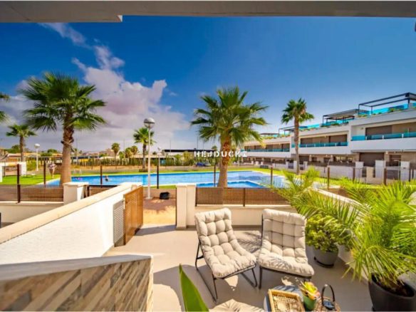 For sale townhouse with pool and lagoon views in Los Altos.