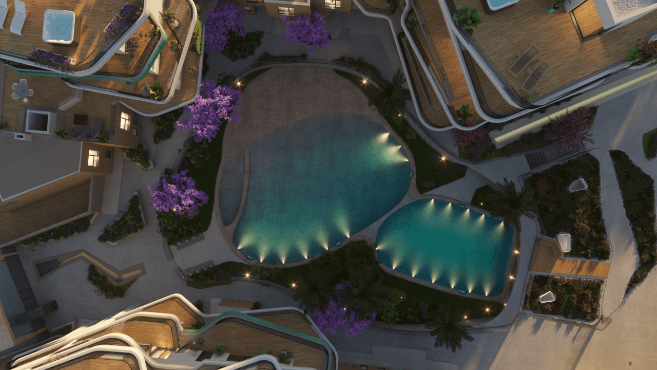 top image of two swimming pools